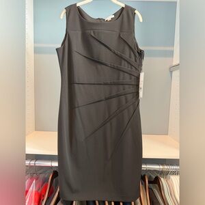 NWT Calvin Klein Sleeveless Sheath Dress. Asymmetrical Pleat Detail. Sz 14. New!